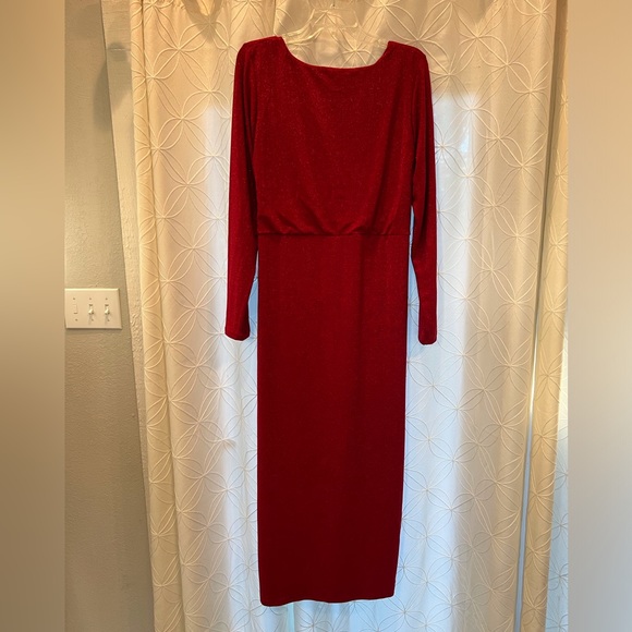 Eloquii red maxi long sleeve dress with front cut out, Size 20 - Picture 3 of 8